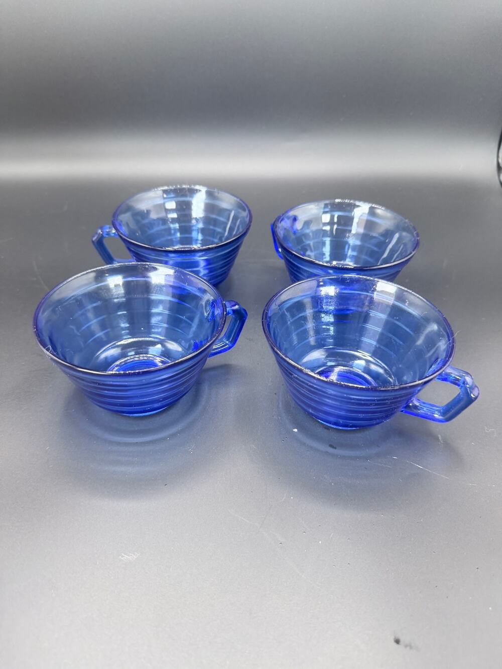 Vintage Hazel Atlas Moderntone Cobalt Blue Cups Set of 4 Depression Glass